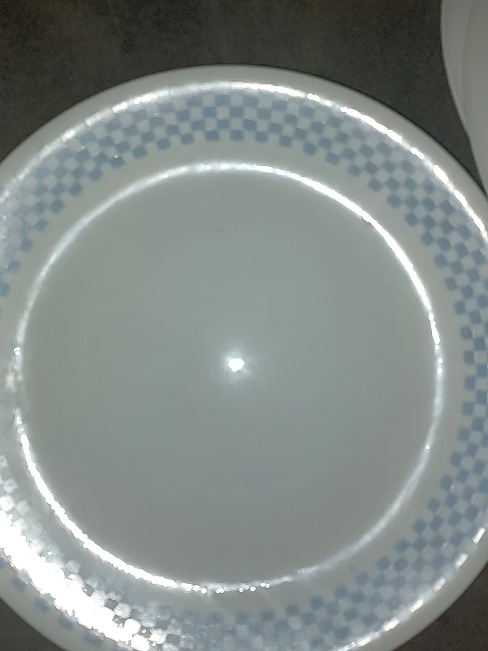 Corelle 4-Piece White and Light Blue Check Dinner Plate Set